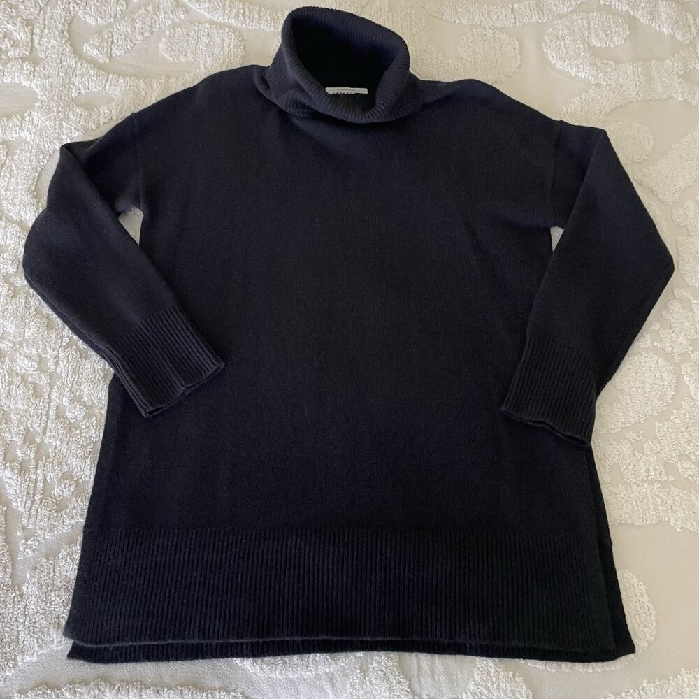 Nordstrom Oversize Cashmere Turtleneck Sweater In Black Tunic Length Size M
